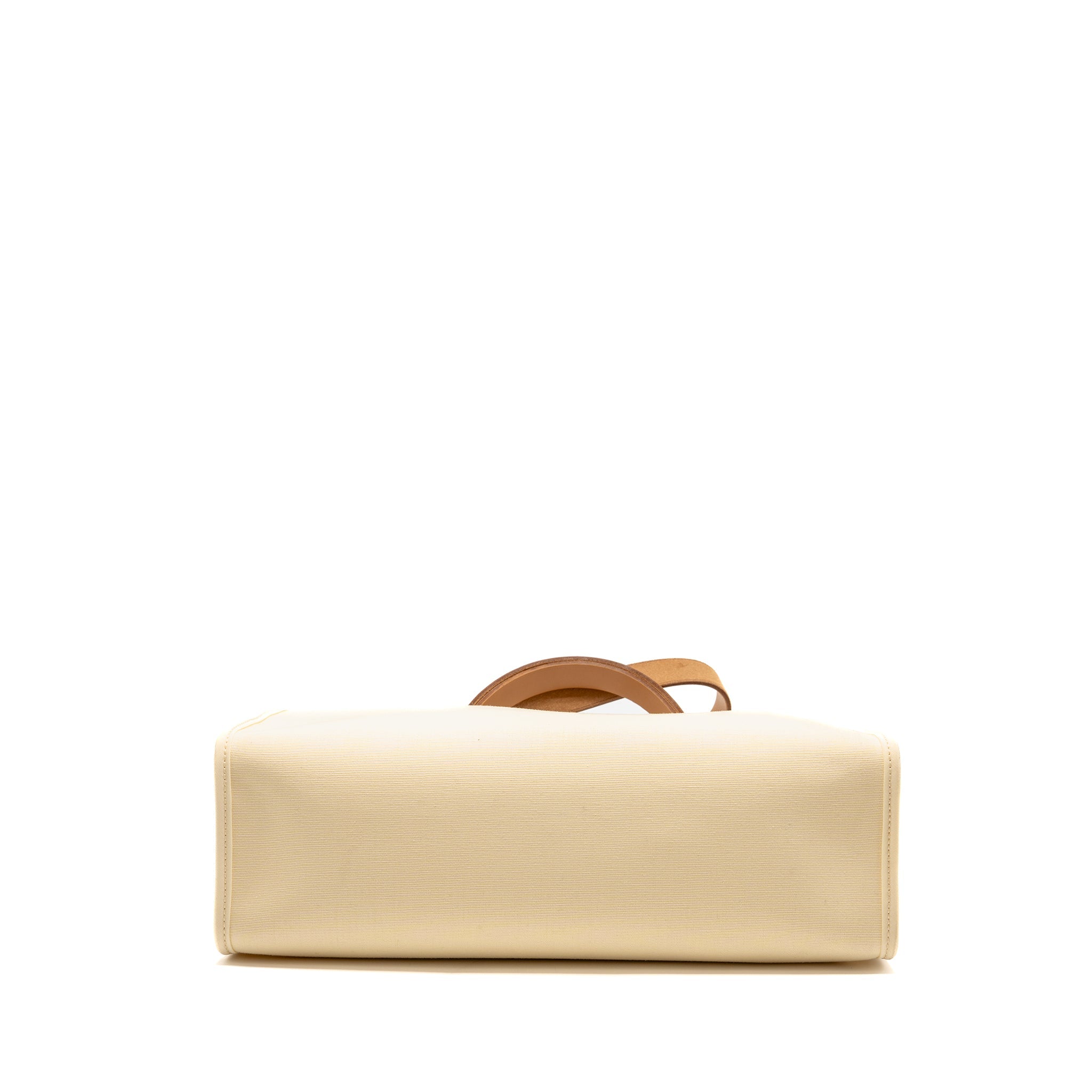 HERMES HERBAG 31 ZIP BAG CANVAS/HUNTER LEATHER VANILLE/NATUREL-SABLE SHW