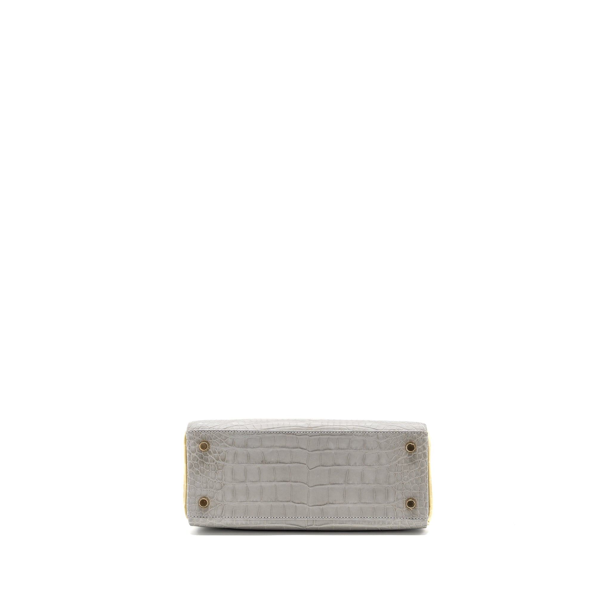 HERMES KELLY 25 ALLIGATOR MISSISSIPPIENSIS MATT GRIS PERLE / VANIELLE LGHW