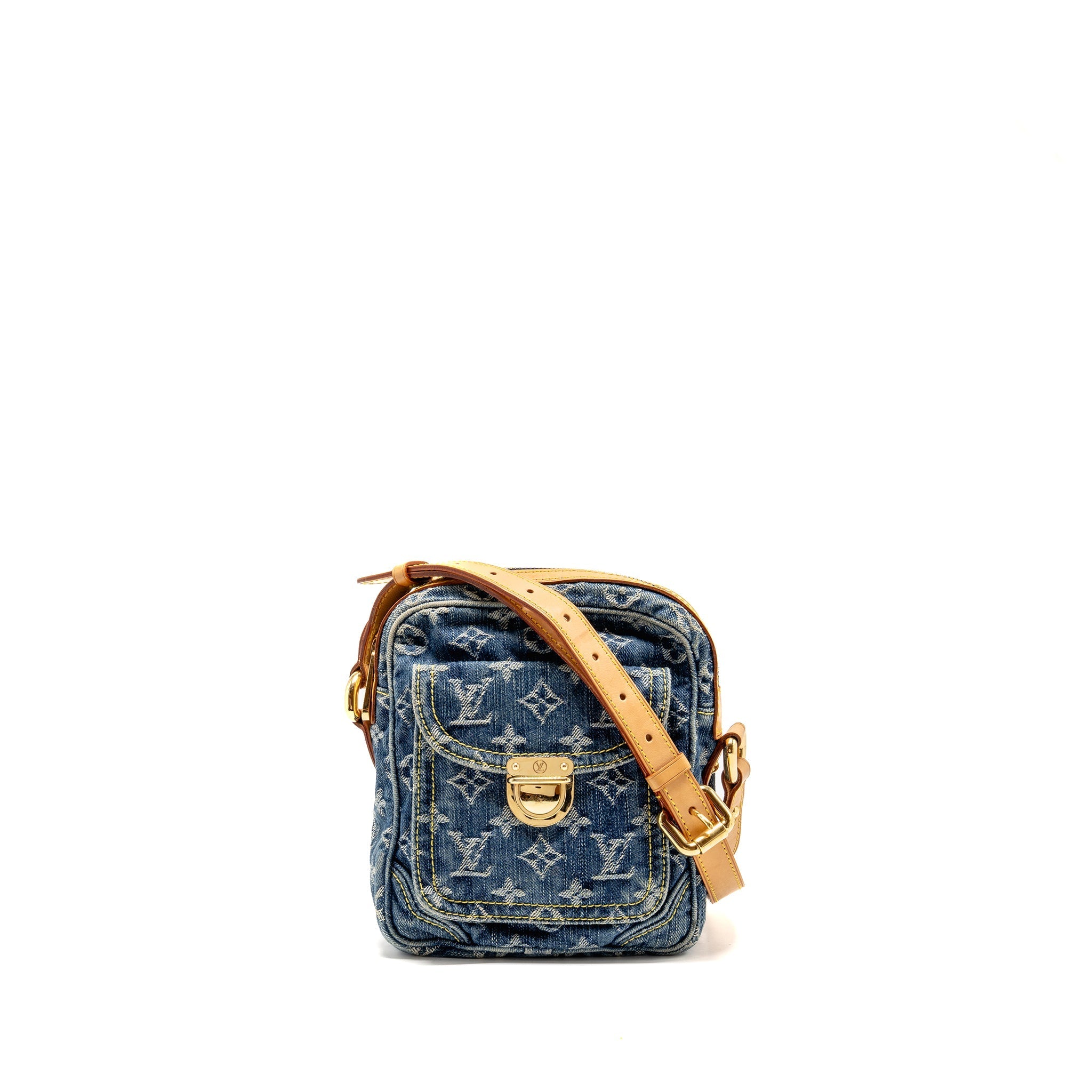 LOUIS VUITTON VINTAGE DENIM CAMERA BAG MONOGRAM BLUE DENIM GHW