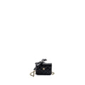 CHANEL MINI FLAP CARD HOLDER WITH RIBBON CHAIN LAMBSKIN BLACK LGHW