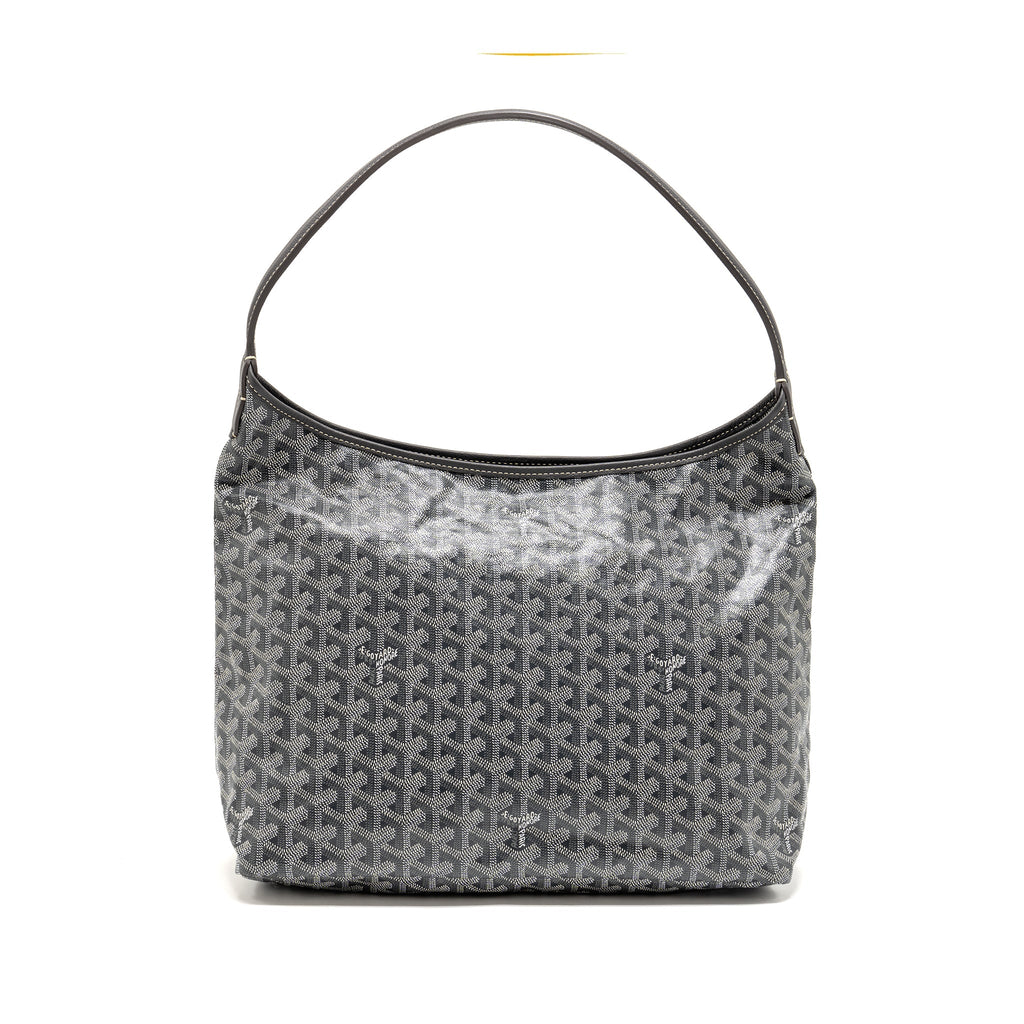 GOYARDBOHEME HOBO BAG GOYARDINE CANVAS/CALFSKIN GRIS SHW