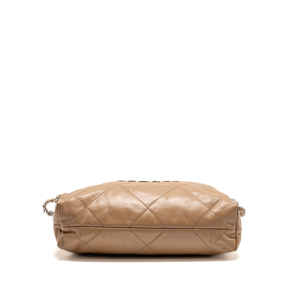 CHANEL SMALL 22 BAG CALFSKIN DARK BEIGE SHW (MICROCHIP)