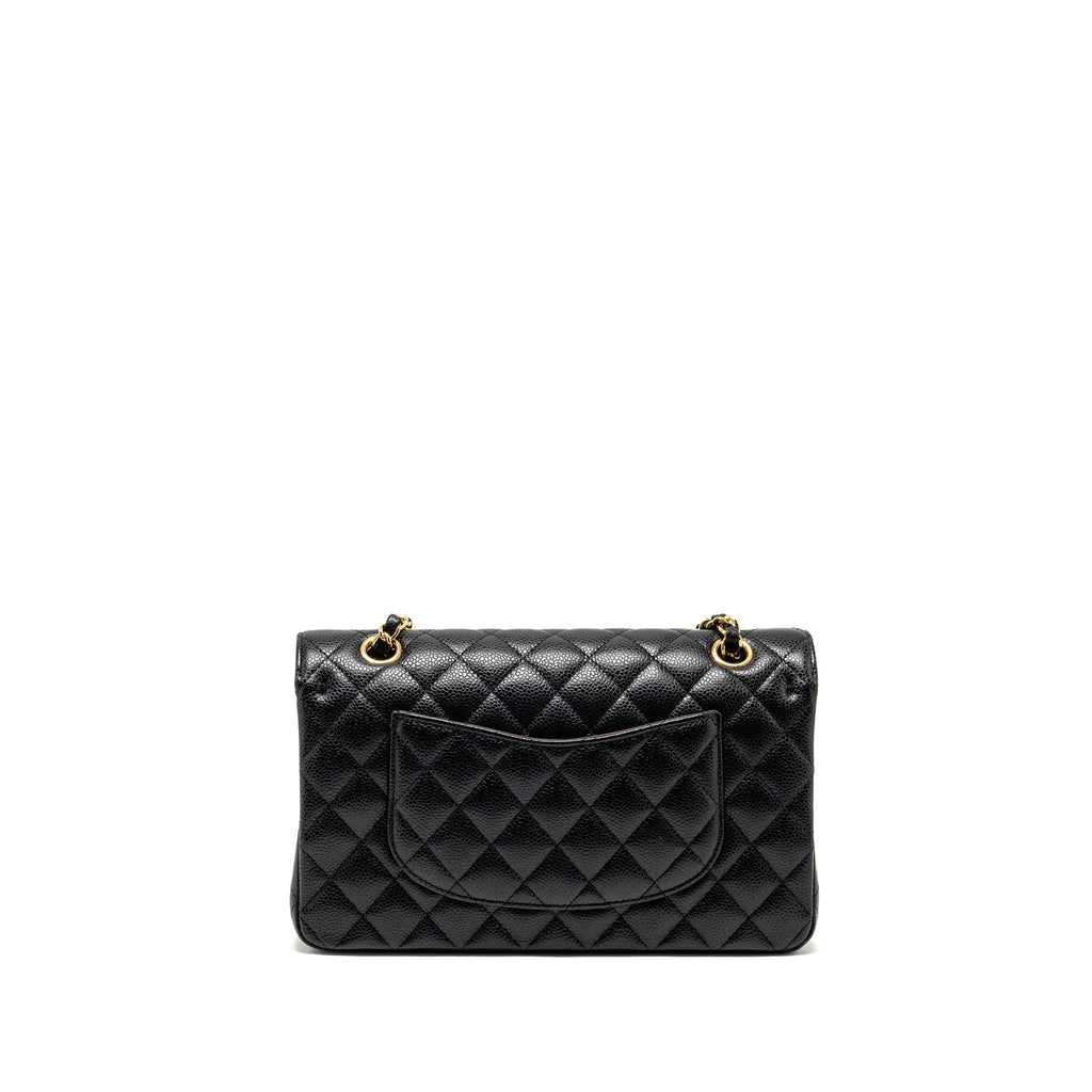 CHANEL MEDIUM CLASSIC DOUBLE  FLAP BAG CAVIAR  BLACK GHW