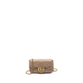 GUCCI SUPER MINI GG MARMONT BAG CALFSKIN BEIGE GHW