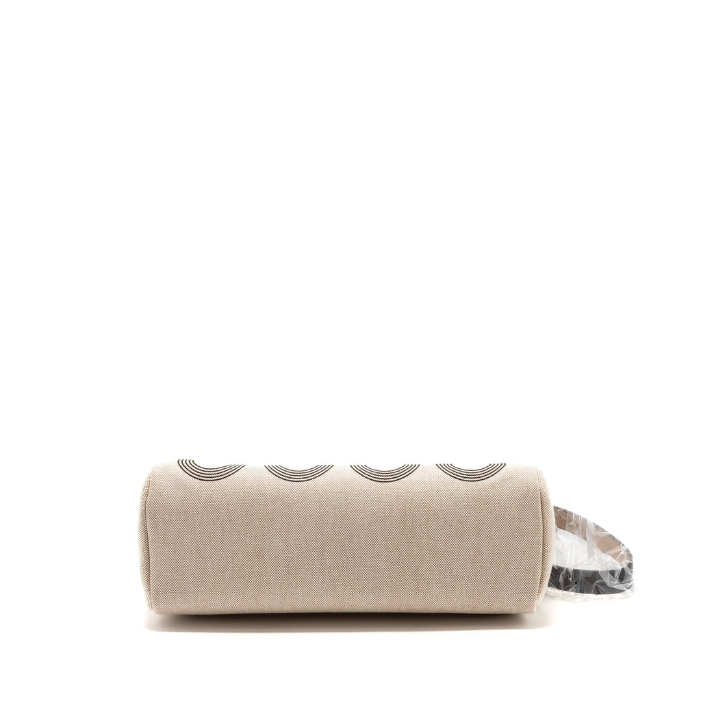 HERMES HERBAG 31 ZIP BAG TOILE H PLUME HUNTER/ CANVAS EBENE/ ECRU/ BEIGE/ EBENE SHW