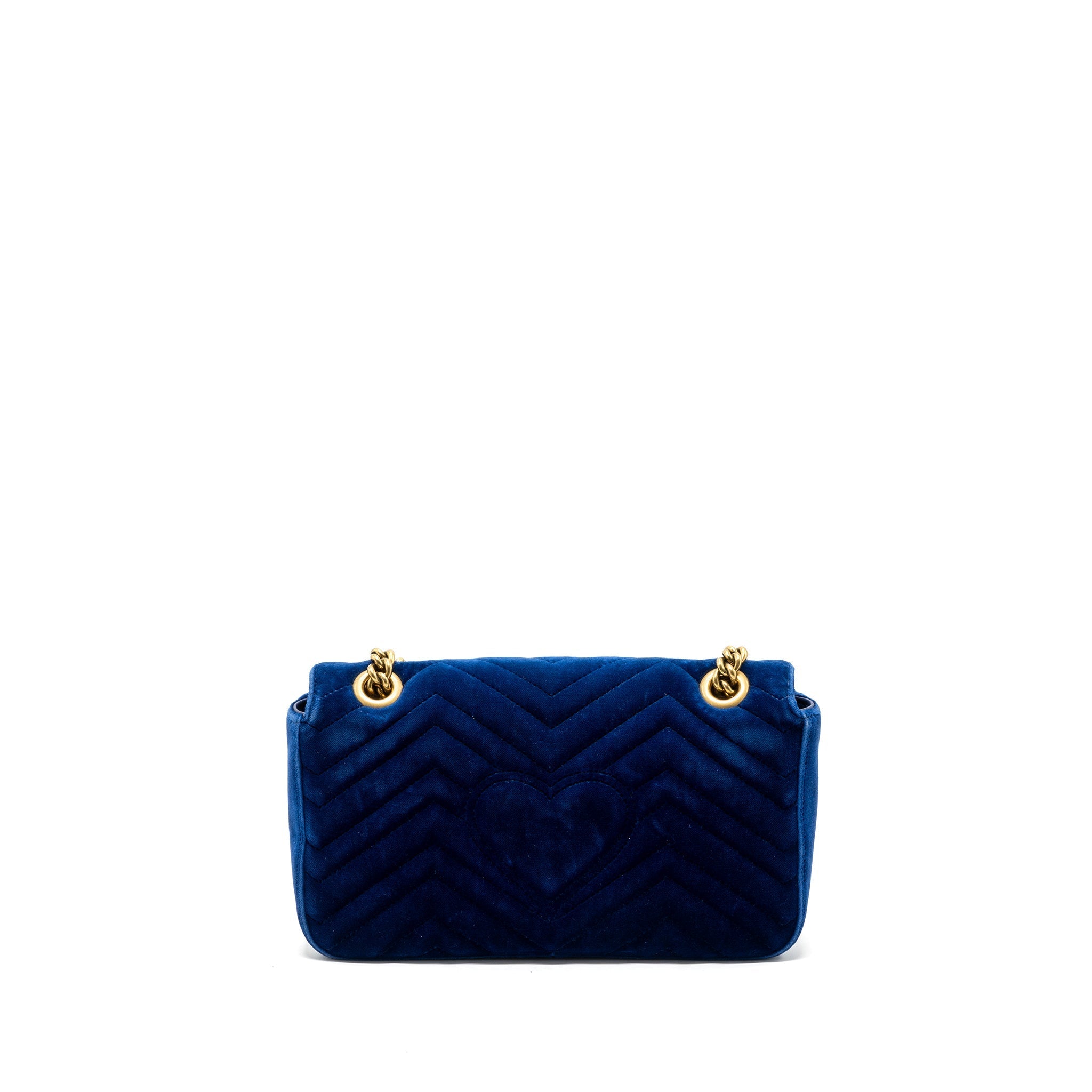 GUCCI GG MARMONT SHOULDER BAG VELVET BLUE GHW