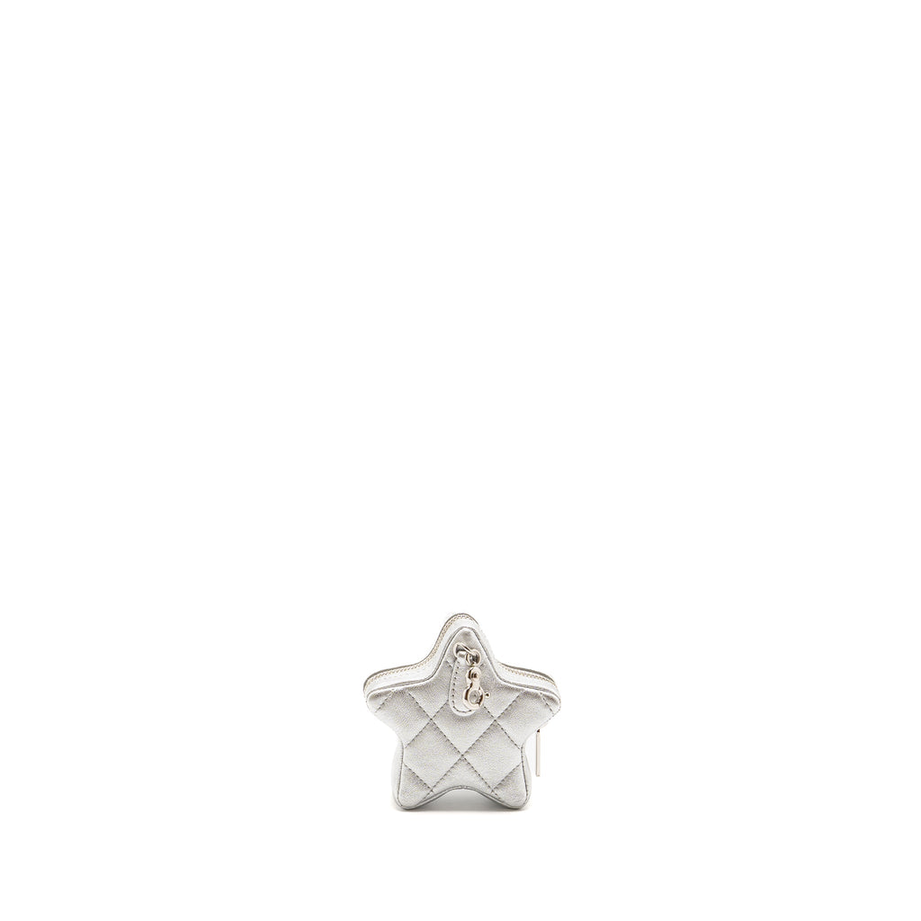 CHANEL STAR COIN PURSE/BAG CHARM LAMBSKIN SILVER SHW(MICROCHIP)