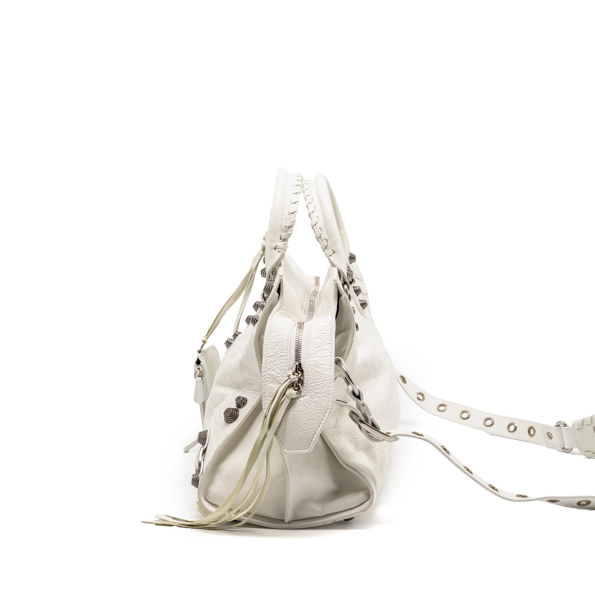 BALENCIAGA NEO CAJOLE CITY SHOULDER BAG LEATHER WHITE SHW