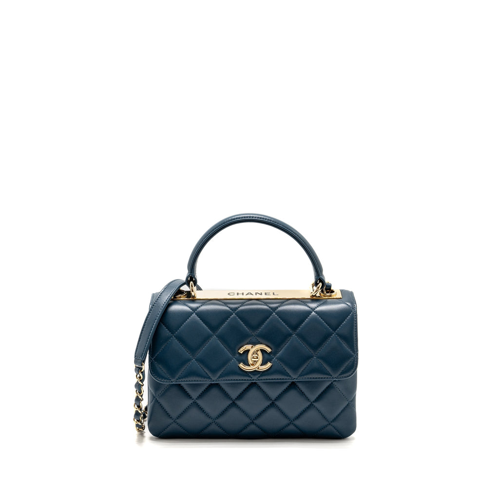 CHANEL SMALL TRENDY CC FLAP BAG LAMBSKIN BLUE LGHW