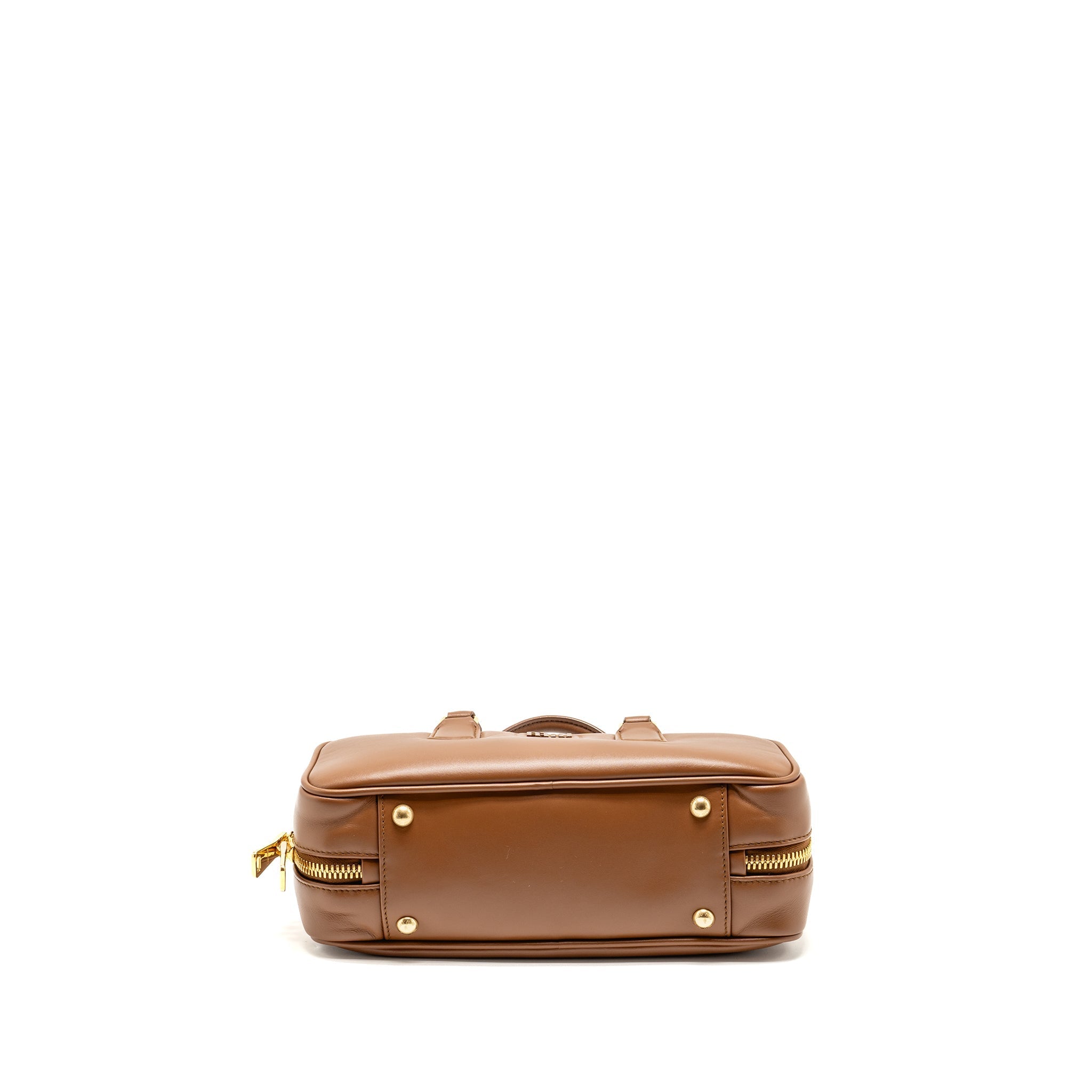 MIU MIU COGNAC ARCADIE LEATHER BAG BROWN GHW