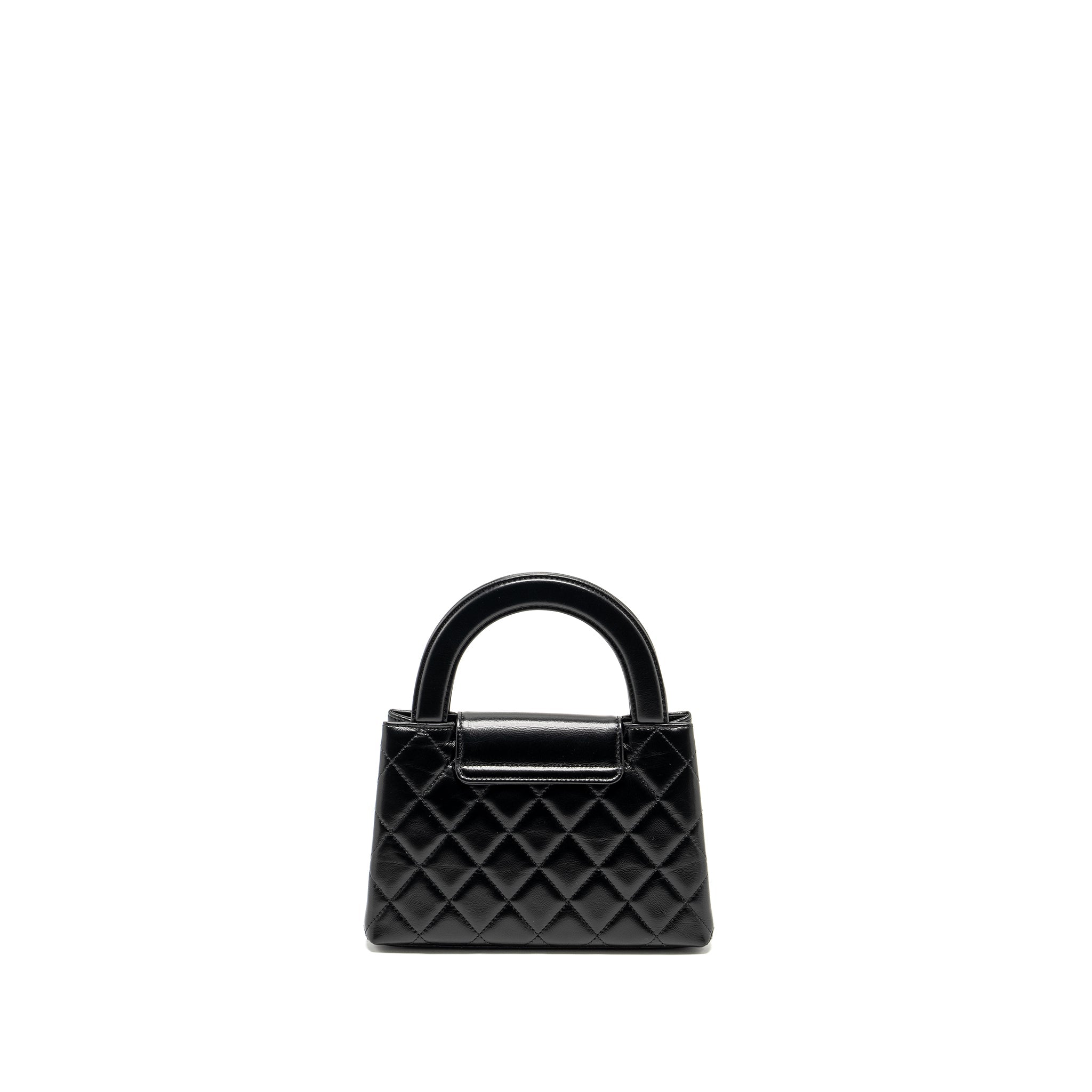 CHANEL MINI KELLY SHOPPING TOTE BAG CALFSKIN BLACK GHW (MICROCHIP)