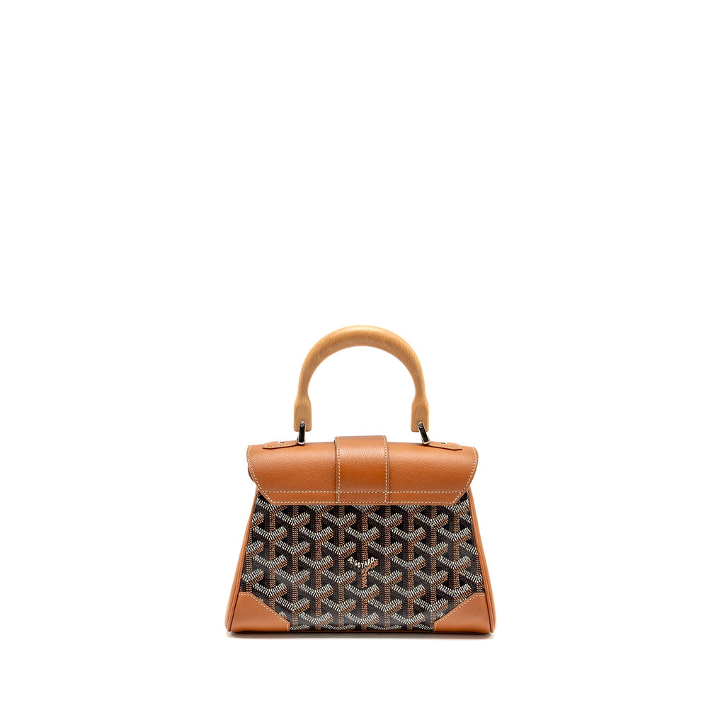 GOYARD MINI SAIGON GOYARDINE CANVAS/CALFSKIN BLACK/TAN SHW