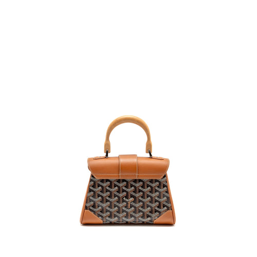 GOYARD MINI SAIGON GOYARDINE CANVAS/CALFSKIN BLACK/TAN SHW
