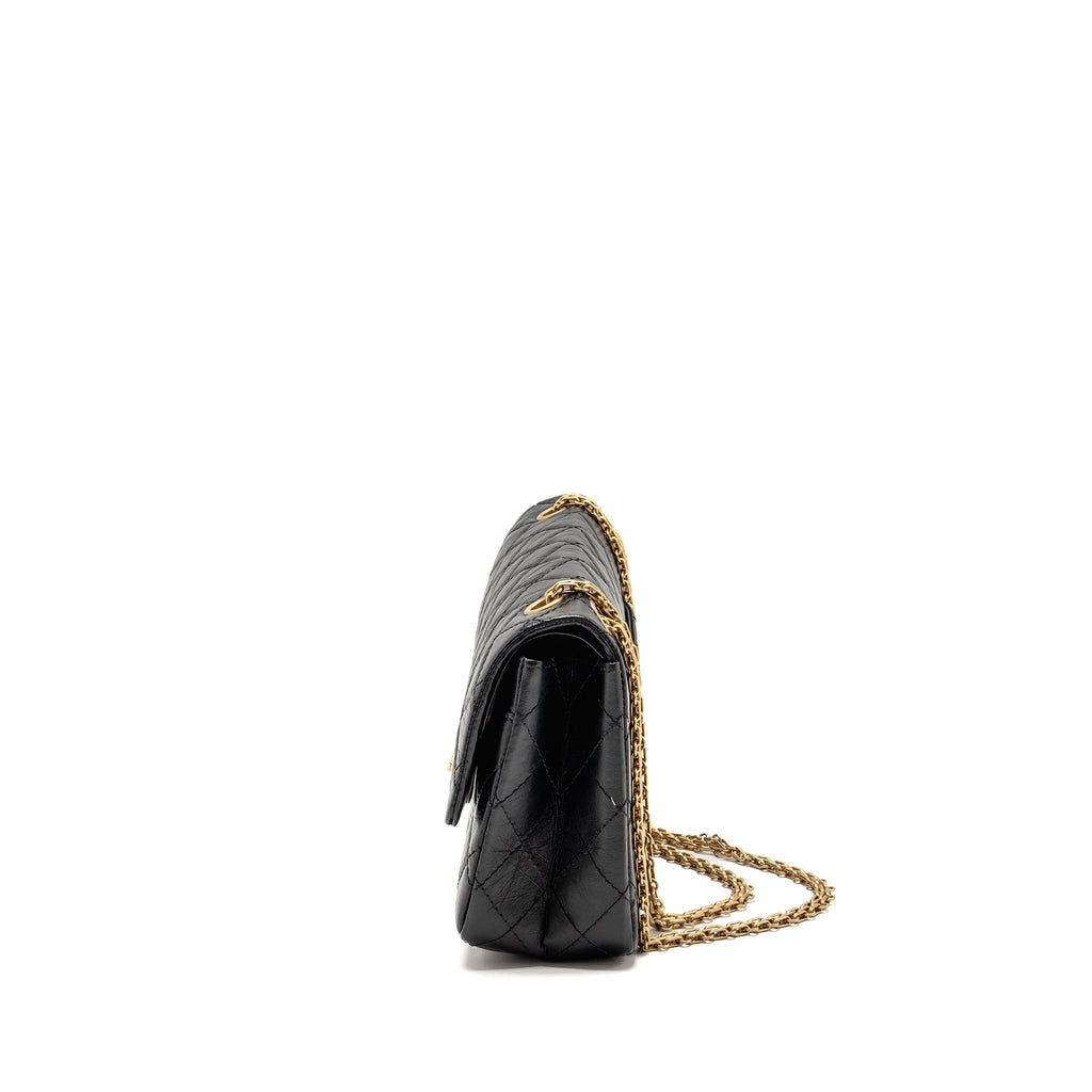 CHANEL LARGE 2.55 REISSUE FLAP BAG AGED CALFSKIN BLACK GHW