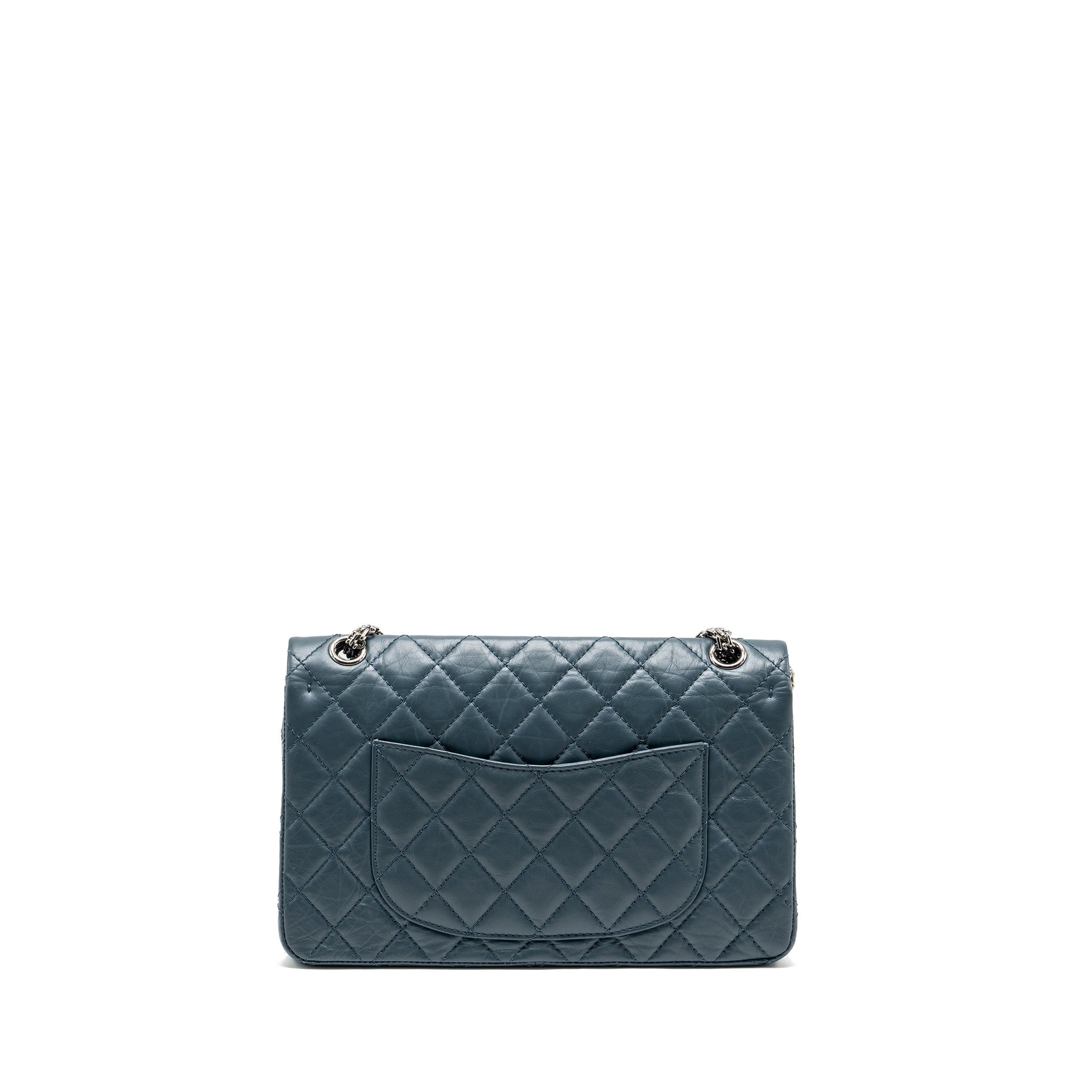 CHANEL LARGE 2.55 REISSUE FLAP BAG AGED CALFSKIN PETROL BLUE RUTHENIUM HARDWARE