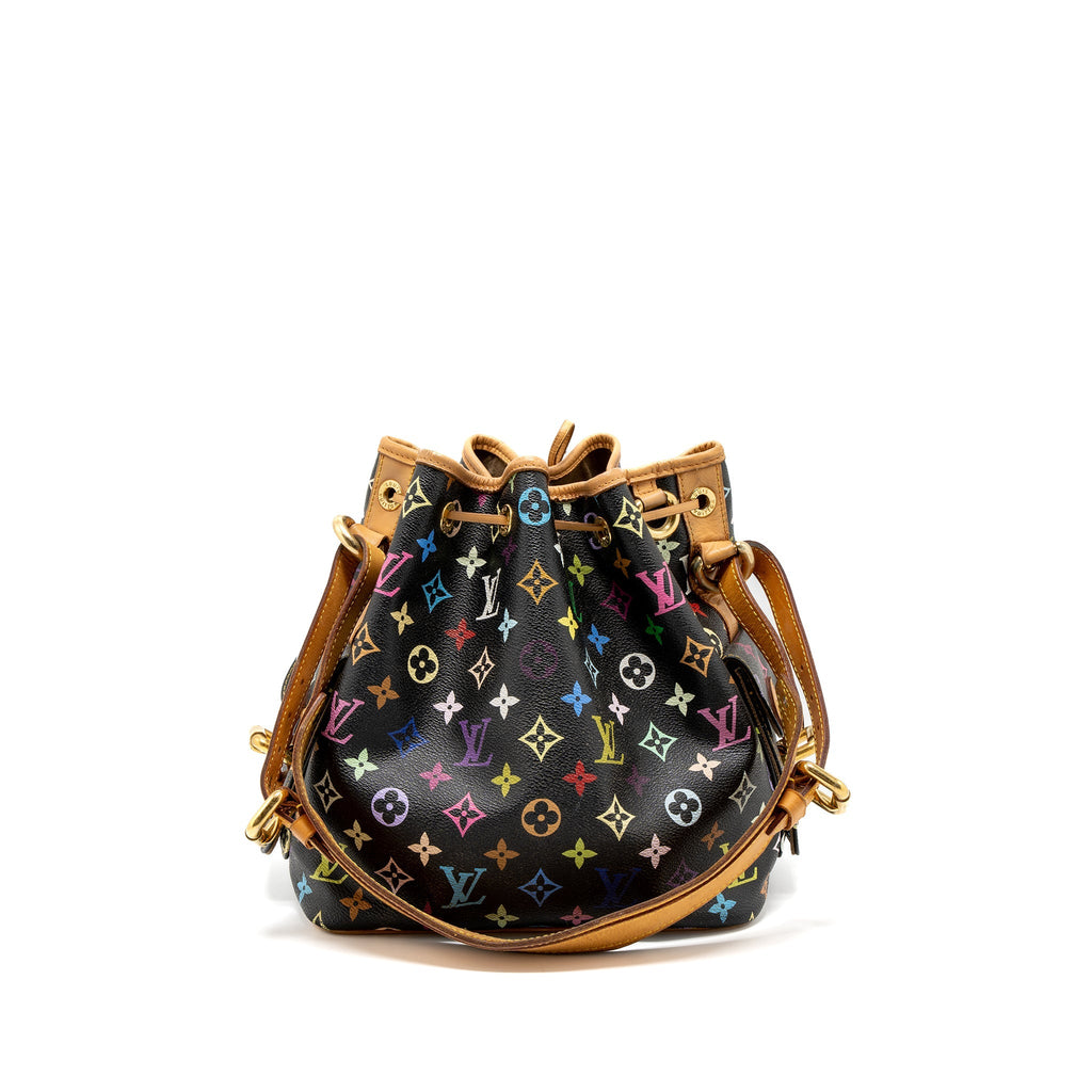 LOUIS VUITTON PETIT NOE BLACK MULTICOLOUR MONOGRAM CANVAS GHW