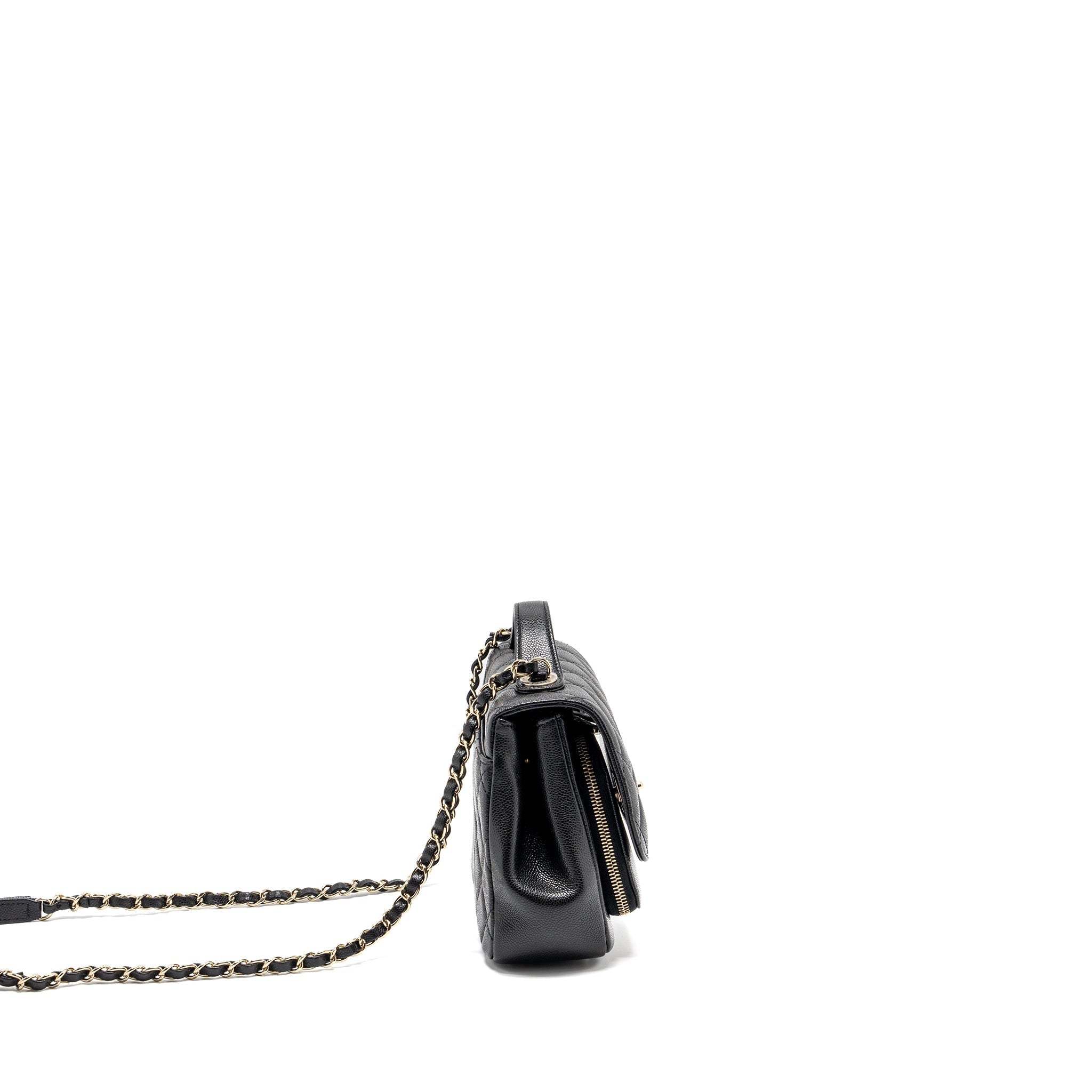 CHANEL MEDIUM BUSINESS AFFINITY CAVIAR BLACK LGHW (MICROCHIP)