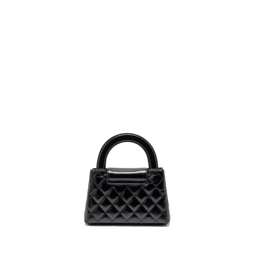 CHANEL MINI KELLY SHOPPING TOTE BAG CALFSKIN BLACK GHW (MICROCHIP)