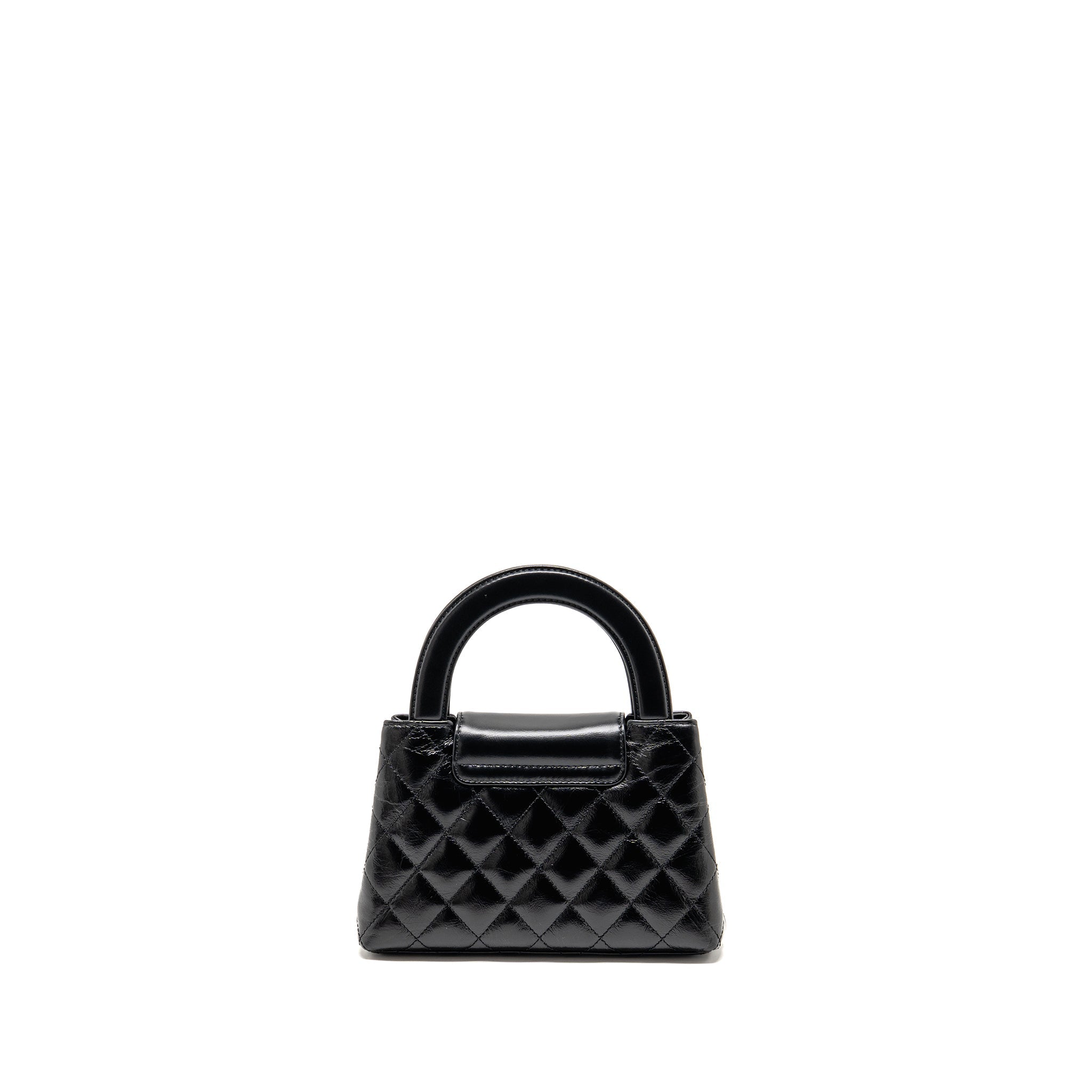 CHANEL MINI KELLY SHOPPING TOTE BAG CALFSKIN BLACK GHW (MICROCHIP)