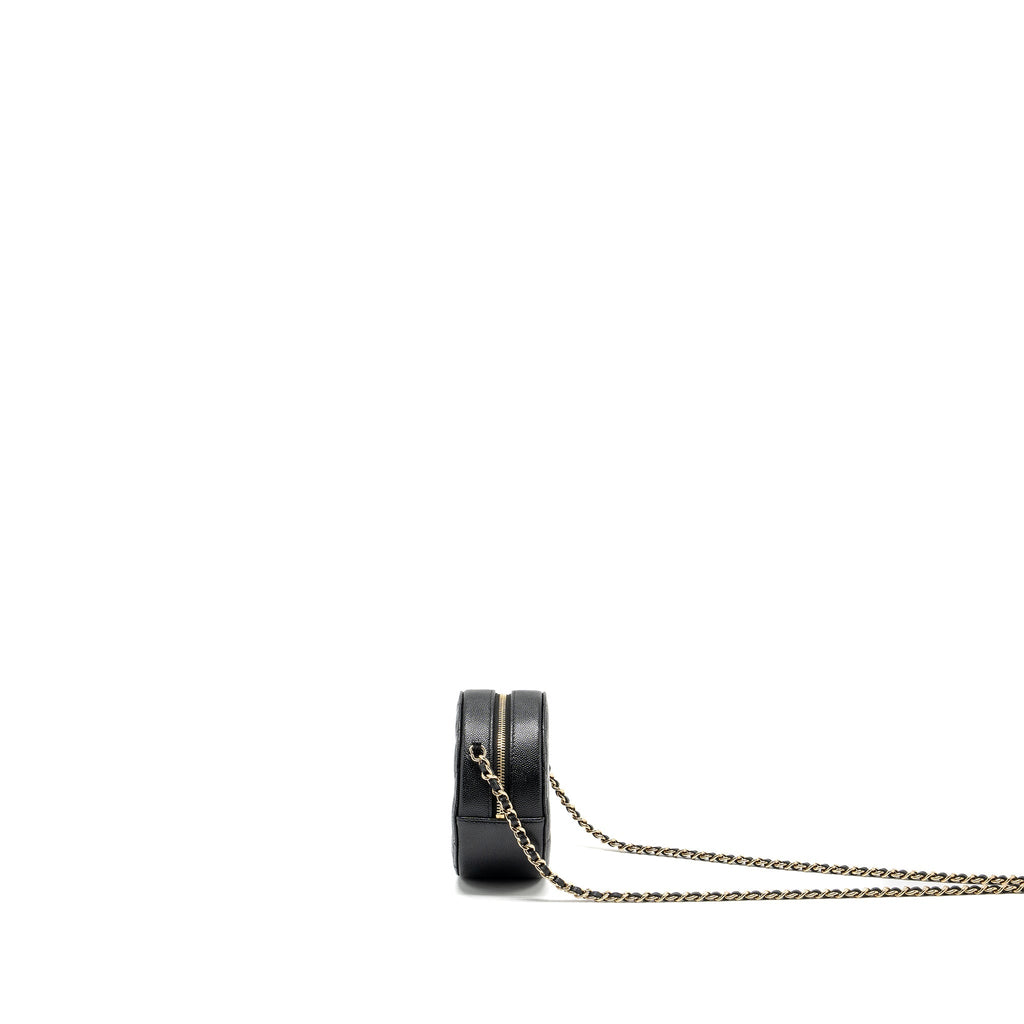 CHANEL ROUND CLUTCH WITH CHAIN CAVIAR BLACK LGHW
