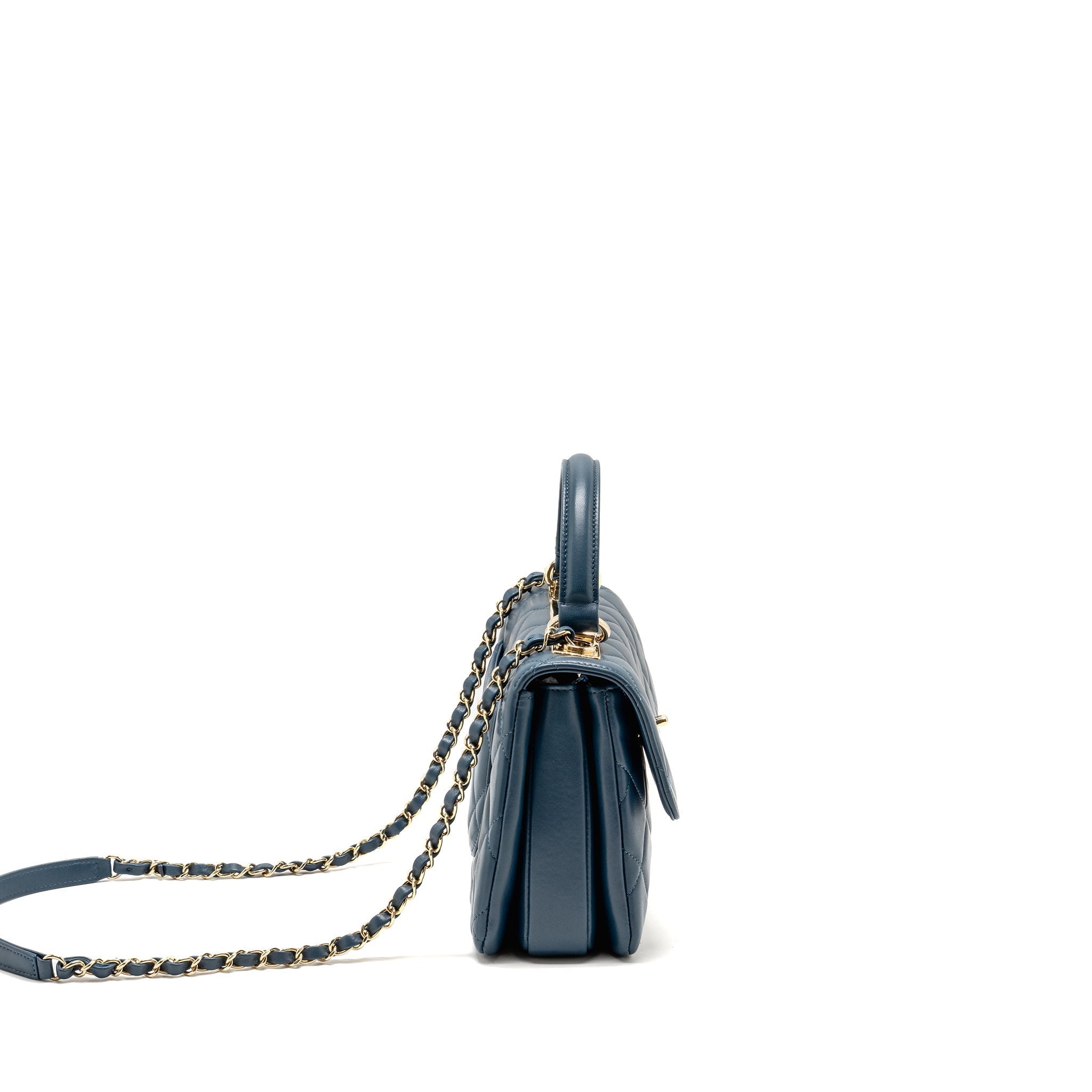 CHANEL SMALL TRENDY CC FLAP BAG LAMBSKIN BLUE LGHW