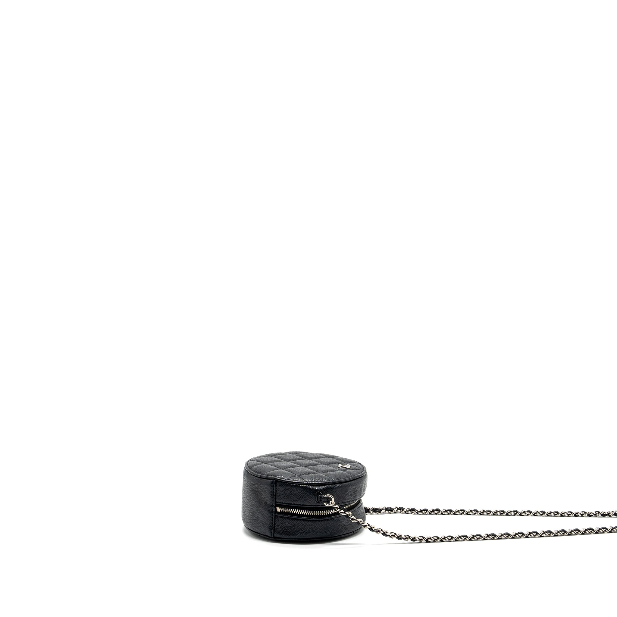 CHANEL ROUND SIP CLUTCH WITH CHAIN CAVIAR BLACK SHW