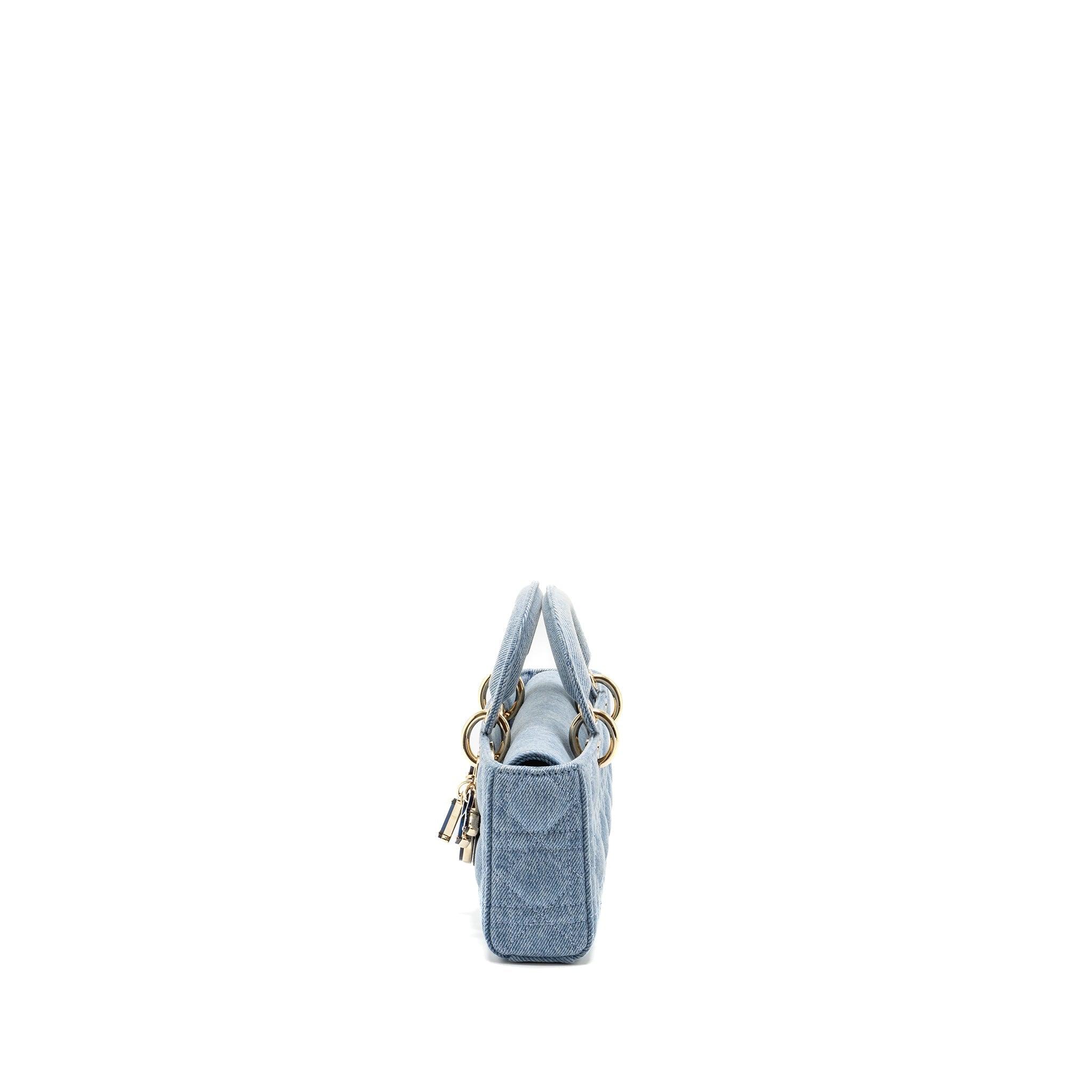 DIOR SMALL LADY D-JOY BAG MACROCANNAGE DENIM BLUE LGHW