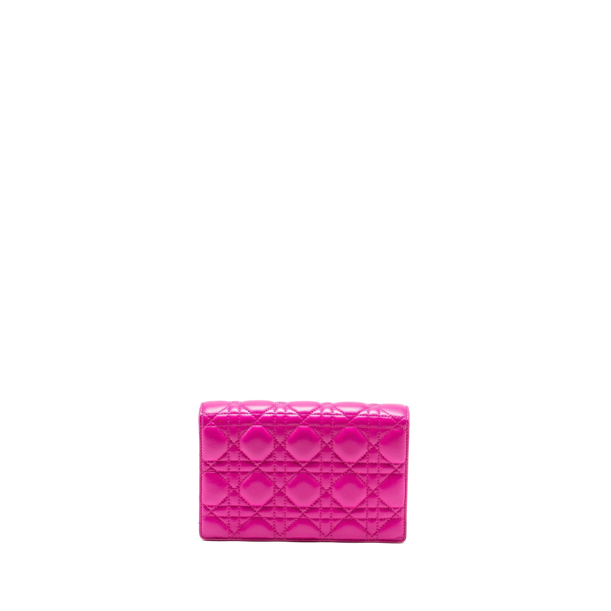 DIOR DIORADDICT WALLET ON CHAIN LAMBSKIN PINK GHW