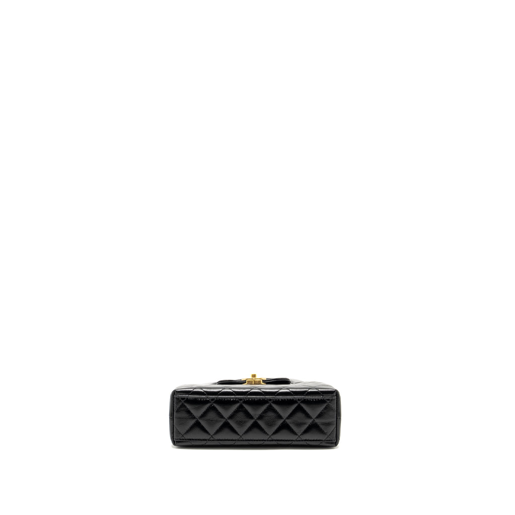 CHANEL MINI KELLY SHOPPING TOTE BAG CALFSKIN BLACK GHW (MICROCHIP)