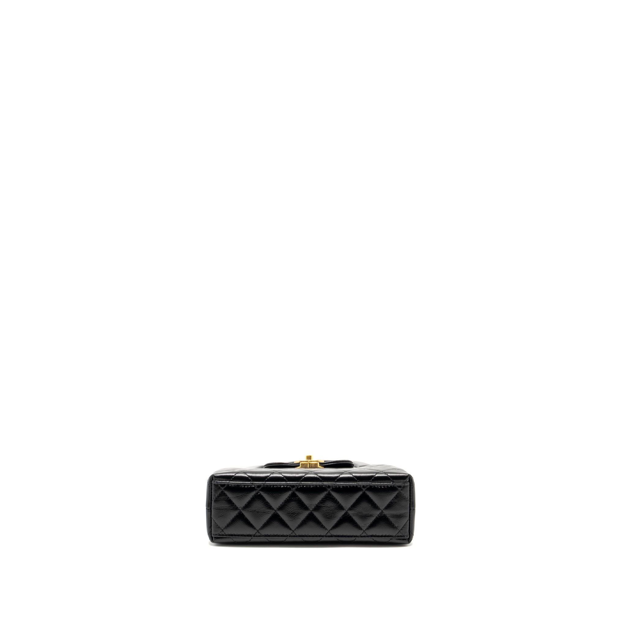 CHANEL MINI KELLY SHOPPING TOTE BAG CALFSKIN BLACK GHW (MICROCHIP)