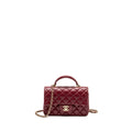 CHANEL TOP HANDLE MINI RECTANGULAR FLAP BAG LAMBSKIN BURGUNDY LGHW (MICROCHIP)
