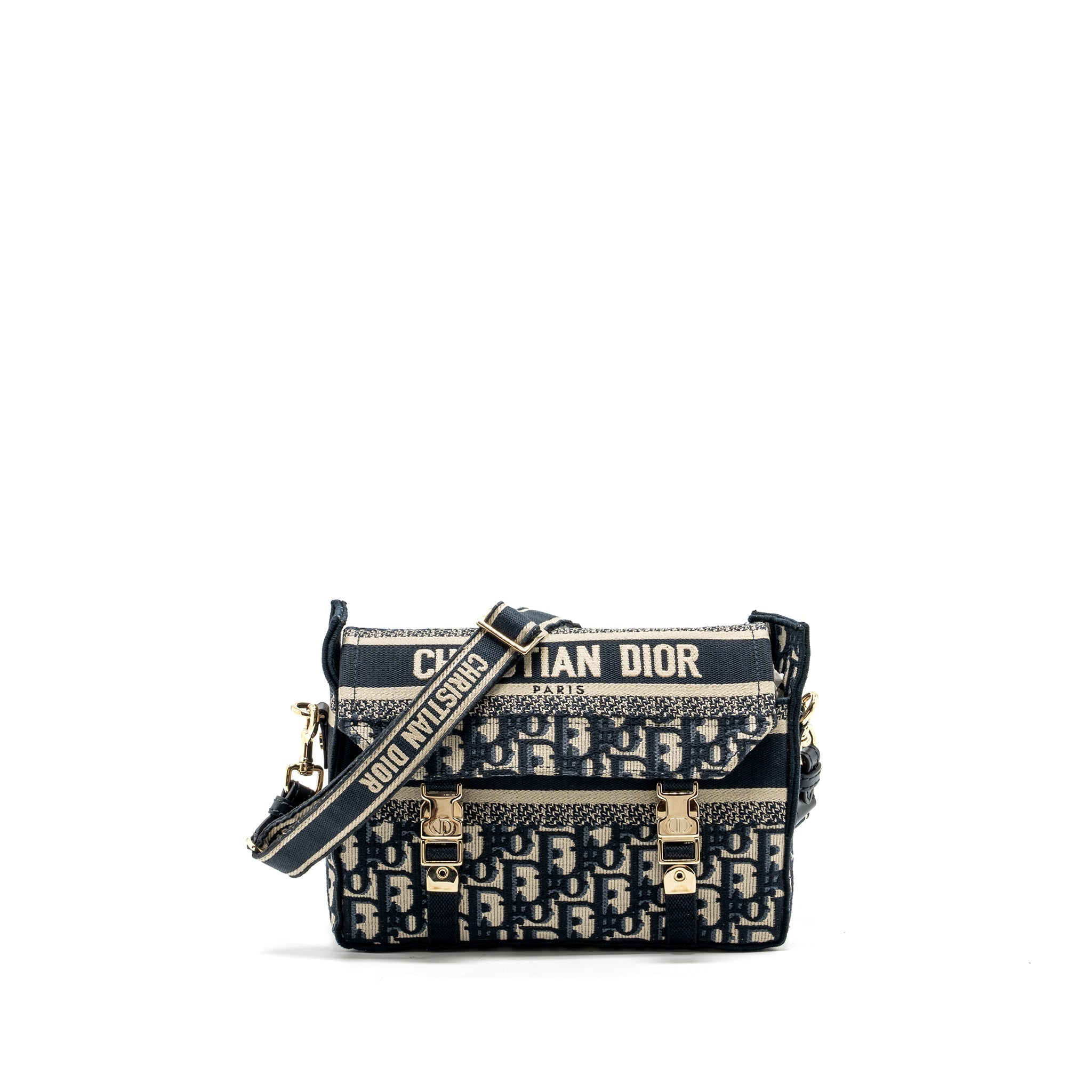 DIOR SMALL DIORCAMP BAG BLUE DIOR OBLIQUE EMBROIDERY GHW