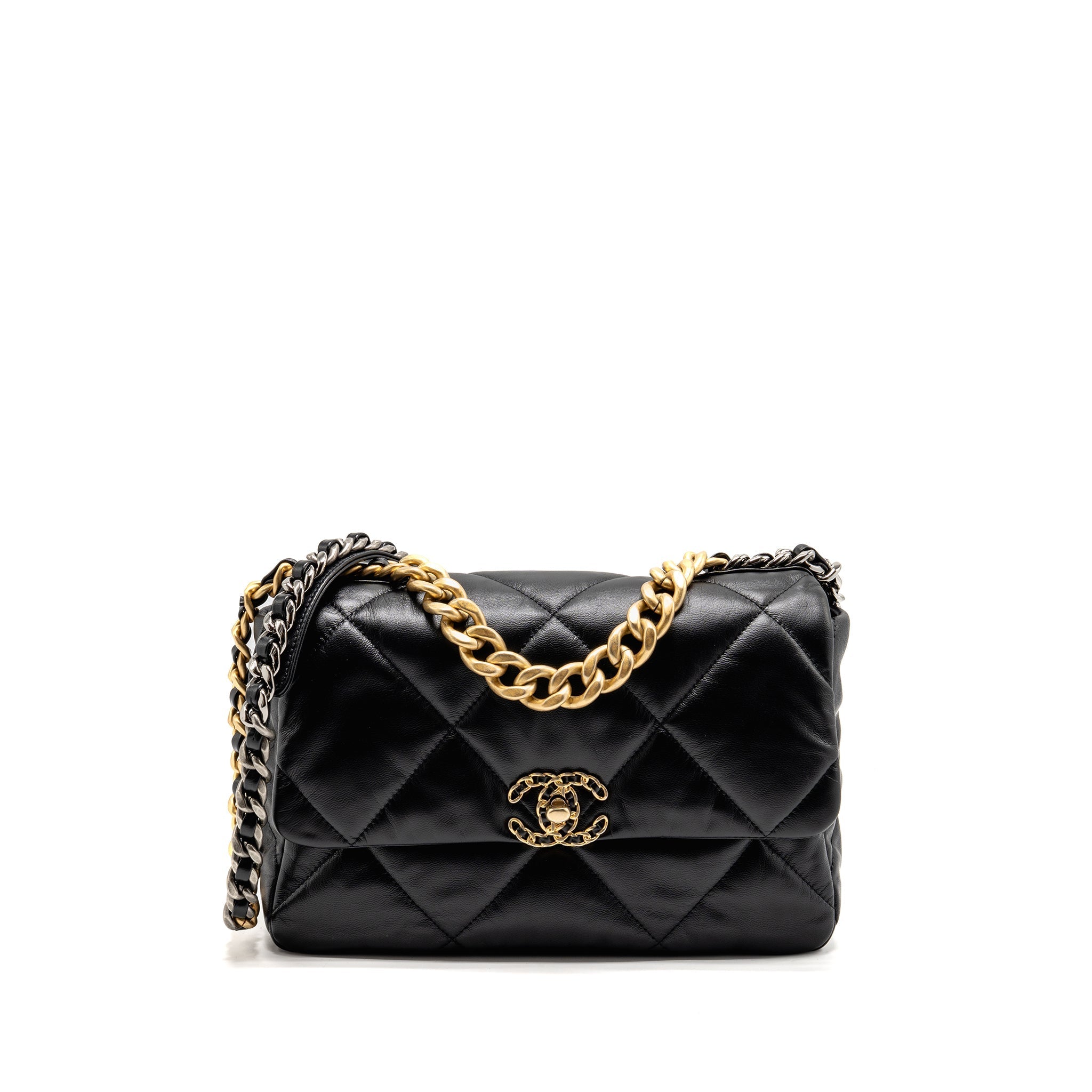CHANEL LARGE 19 BAG GOATSKIN BLACK GHW