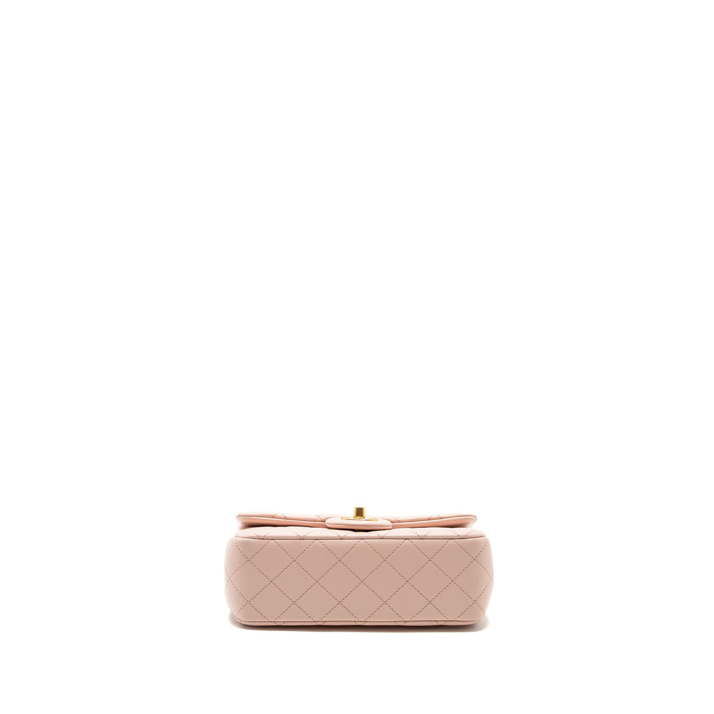 CHANEL 23K PEARL CRUSH MINI RECTANGULAR FLAP BAG LAMBSKIN LIGHT PINK GHW (MICROCHIP)