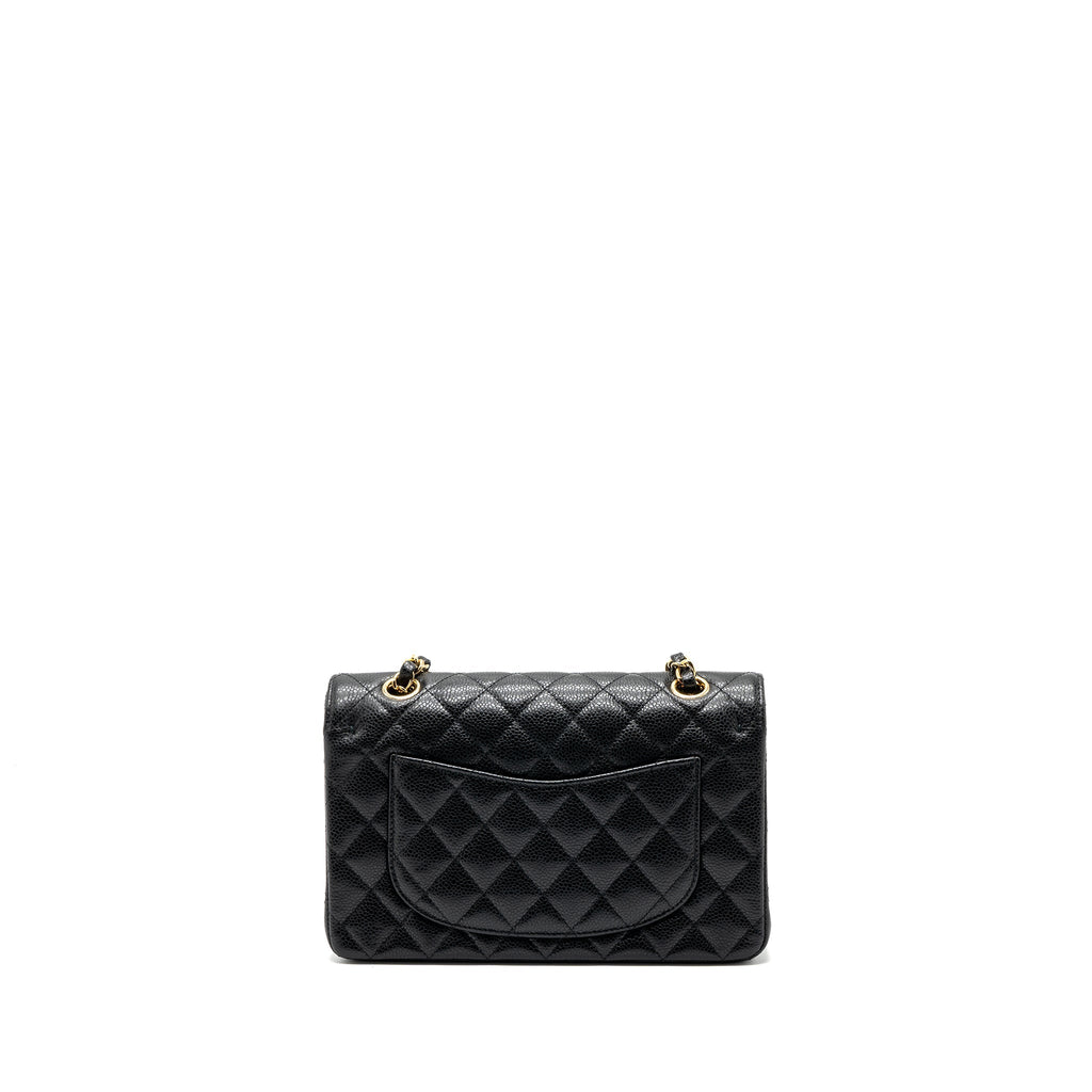 CHANEL SMALL CLASSIC DOUBLE FLAP BAG CAVIAR BLACK GHW(MICROCHIP)