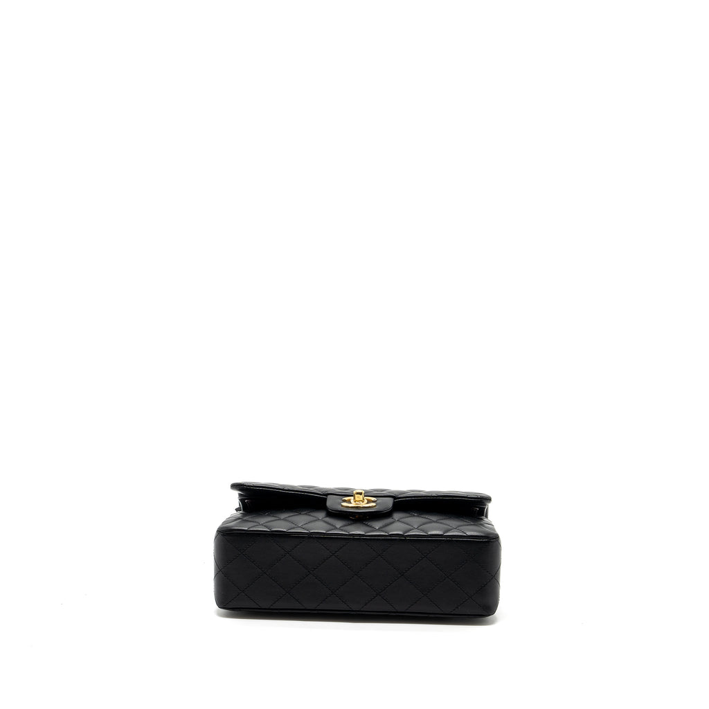 CHANEL SMALL CLASSIC DOUBLE FLAP LAMBSKIN BLACK GHW (MICROCHIP)