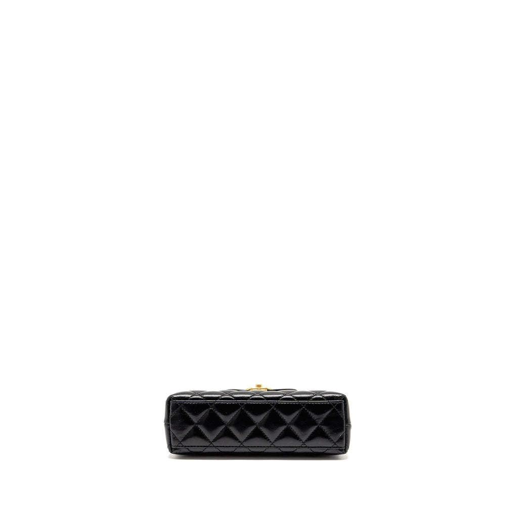 CHANEL MINI KELLY SHOPPING TOTE BAG CALFSKIN BLACK GHW (MICROCHIP)