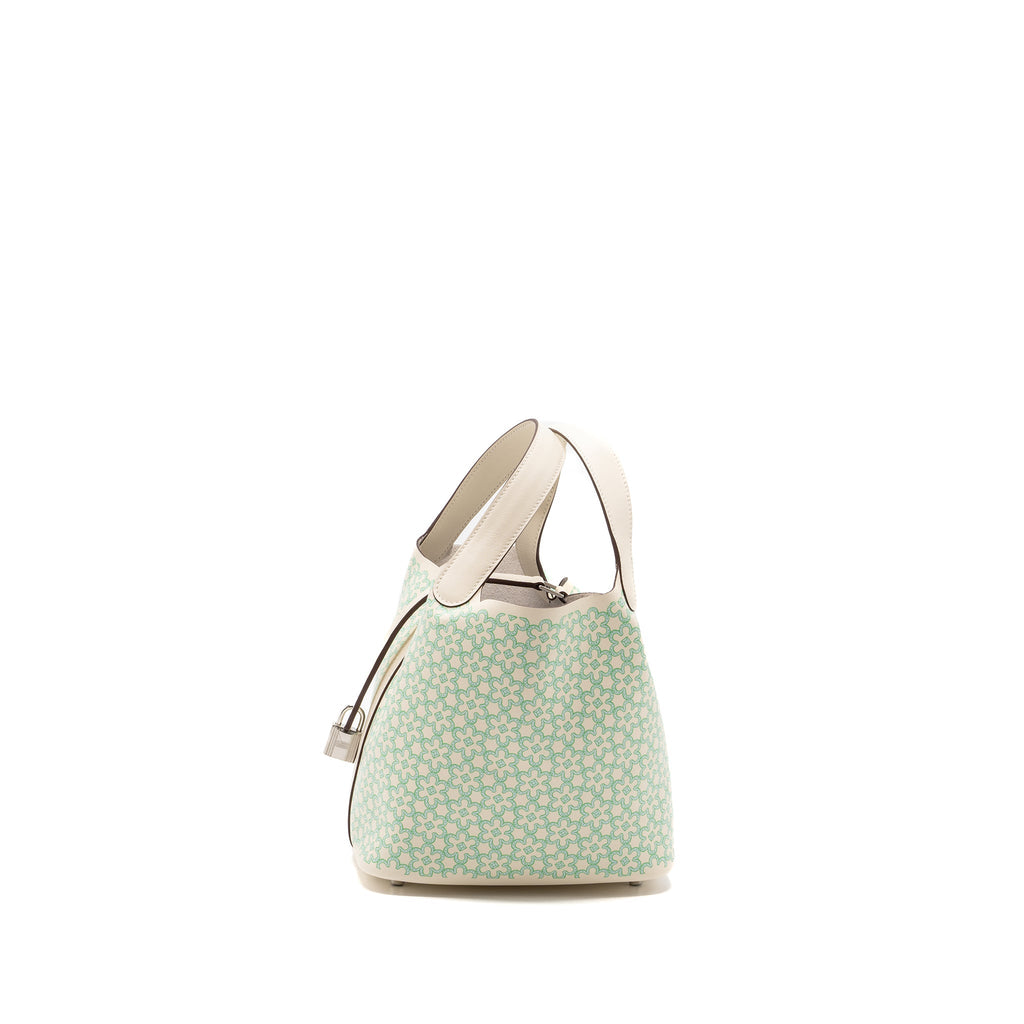 HERMES PICOTIN 18 LUCKY DAISY LOCK BAG SWIFT NATA/VERT/BLANC SHW