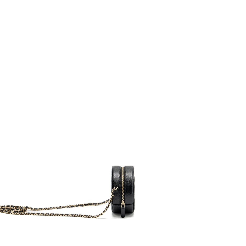 CHANEL ROUND CLUTCH WITH CHAIN CAVIAR BLACK LGHW