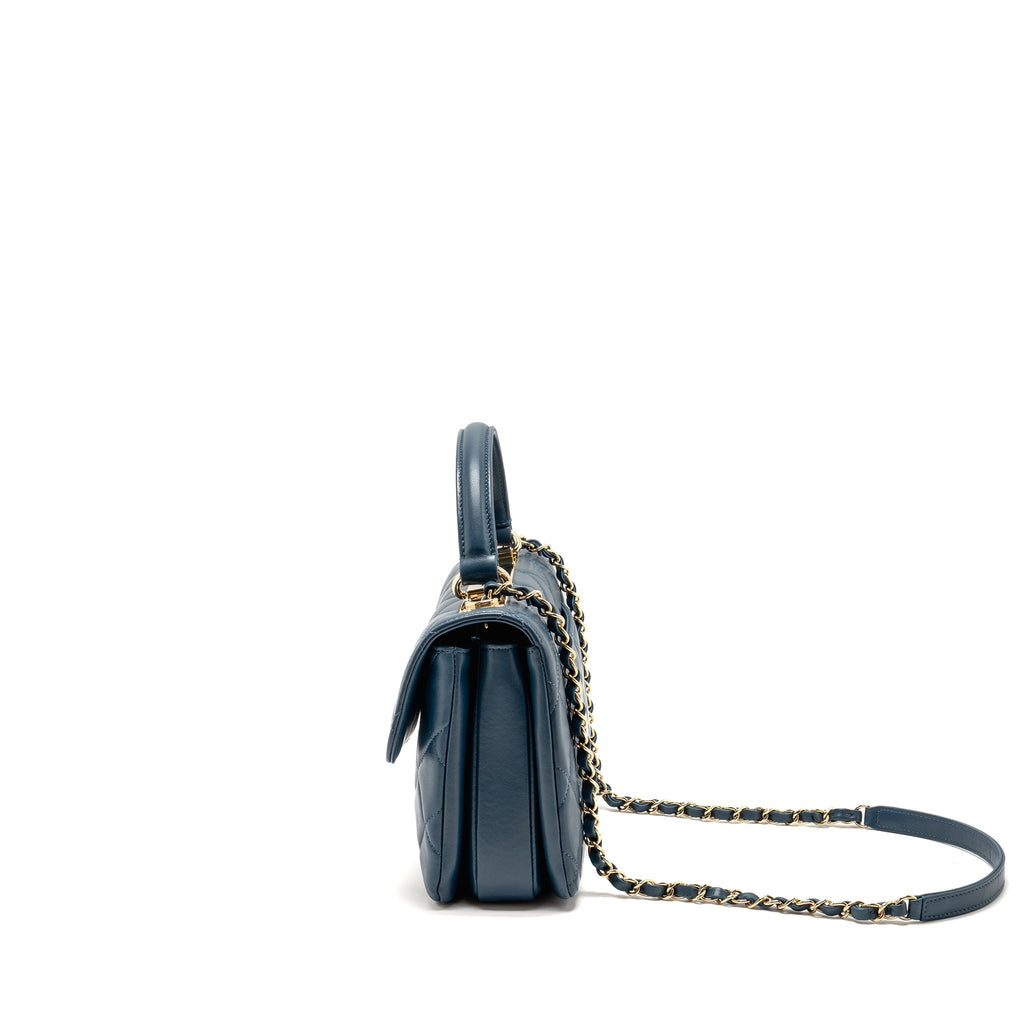 CHANEL SMALL TRENDY CC FLAP BAG LAMBSKIN BLUE LGHW