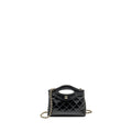 CHANEL MINI 31 CLUTCH WITH CHAIN SHINY CALFSKIN BLACK LGHW (MICROCHIP)