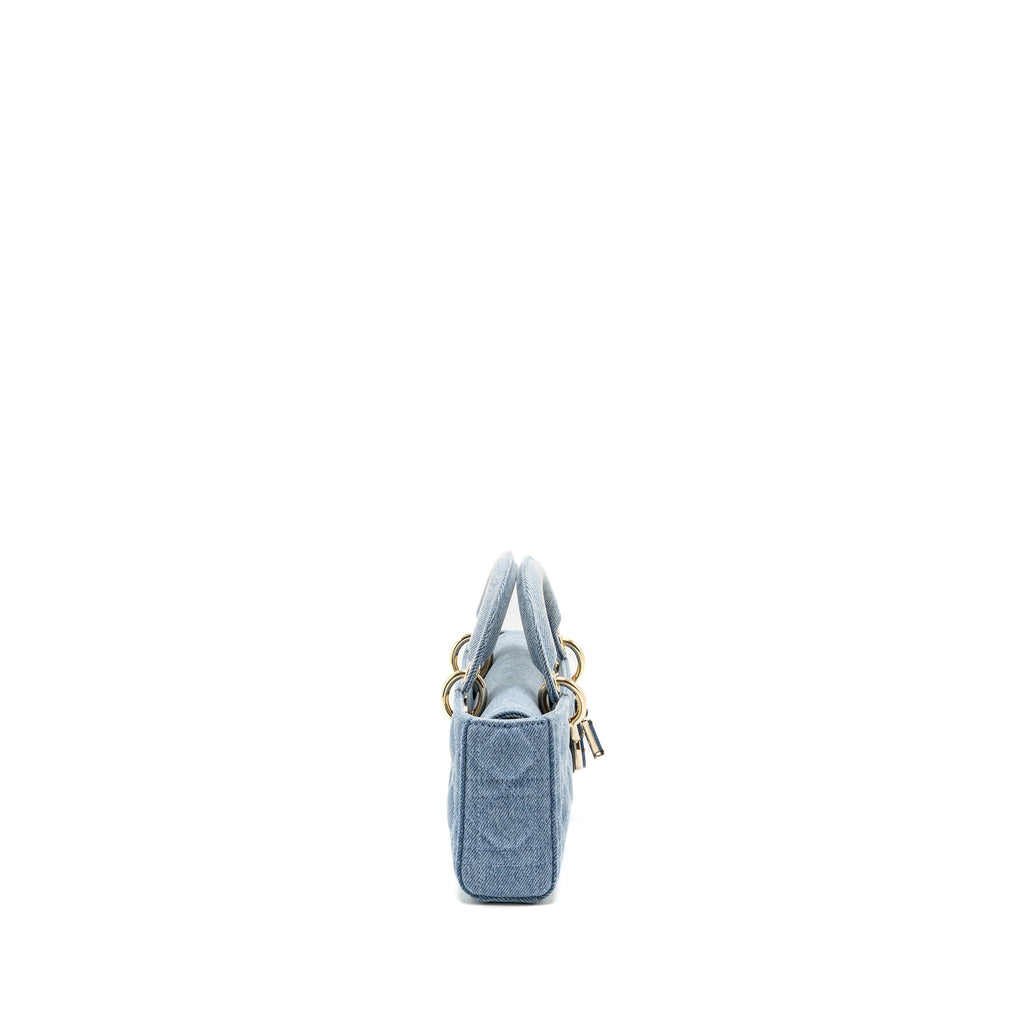 DIOR SMALL LADY D-JOY BAG MACROCANNAGE DENIM BLUE LGHW
