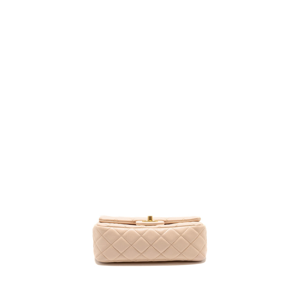 CHANEL PEARL CRUSH MINI RECTANGULAR FLAP BAG LAMBSKIN LIGHT PINK GHW (MICROCHIP)