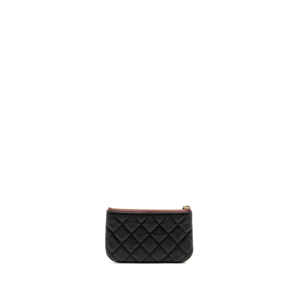 CHANEL CLASSIC SMALL ZIPPED POUCH GRAINED SHINY CALFSKIN BLACK LGHW (MICROCHIP)