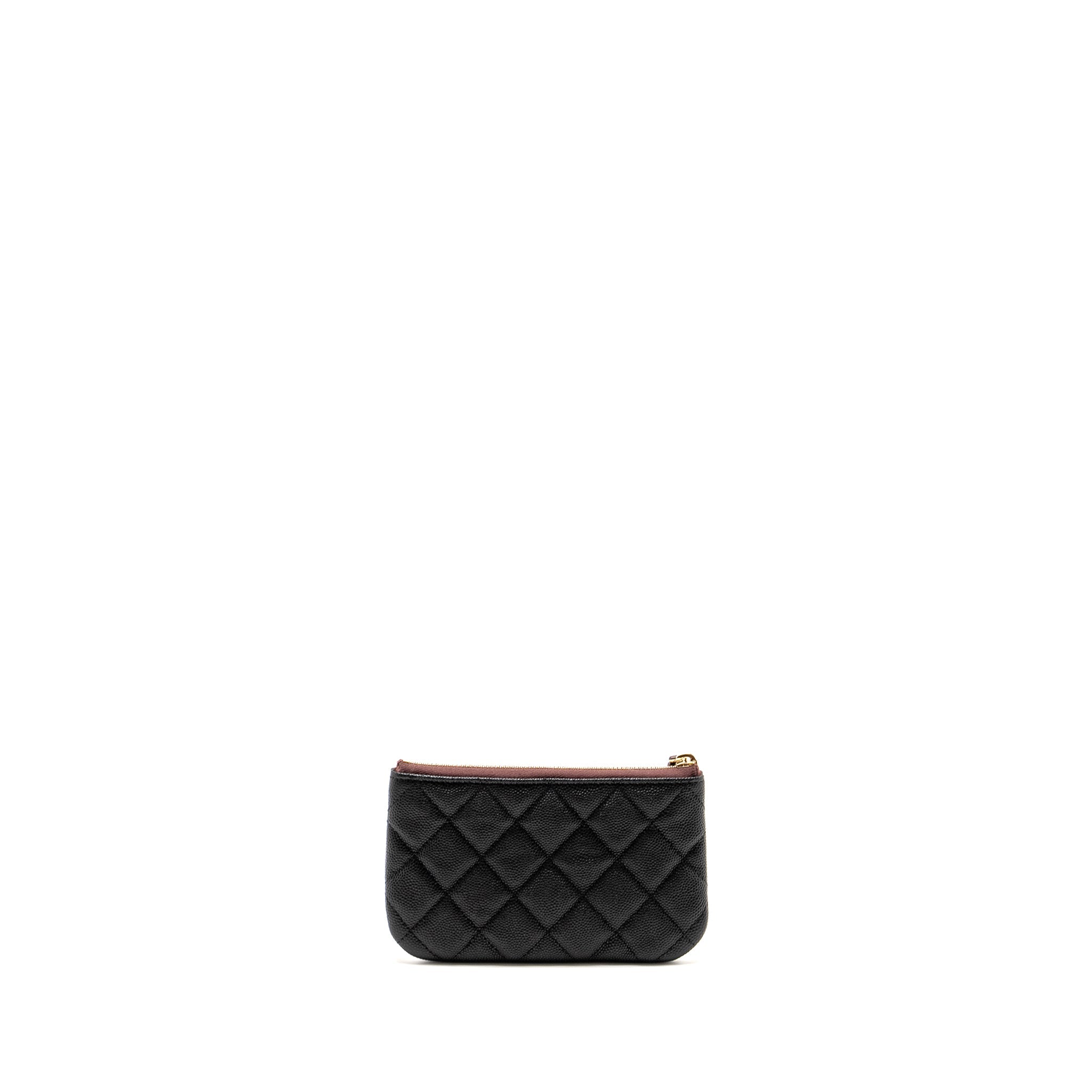 CHANEL CLASSIC SMALL ZIPPED POUCH GRAINED SHINY CALFSKIN BLACK LGHW (MICROCHIP)