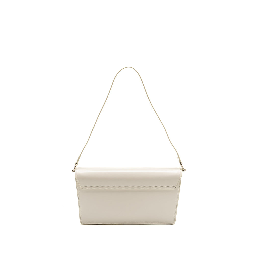 CELINE TRAPEZE TRIOMPHE SHOULDER BAG SHINY CALFSKIN WHITE SHW