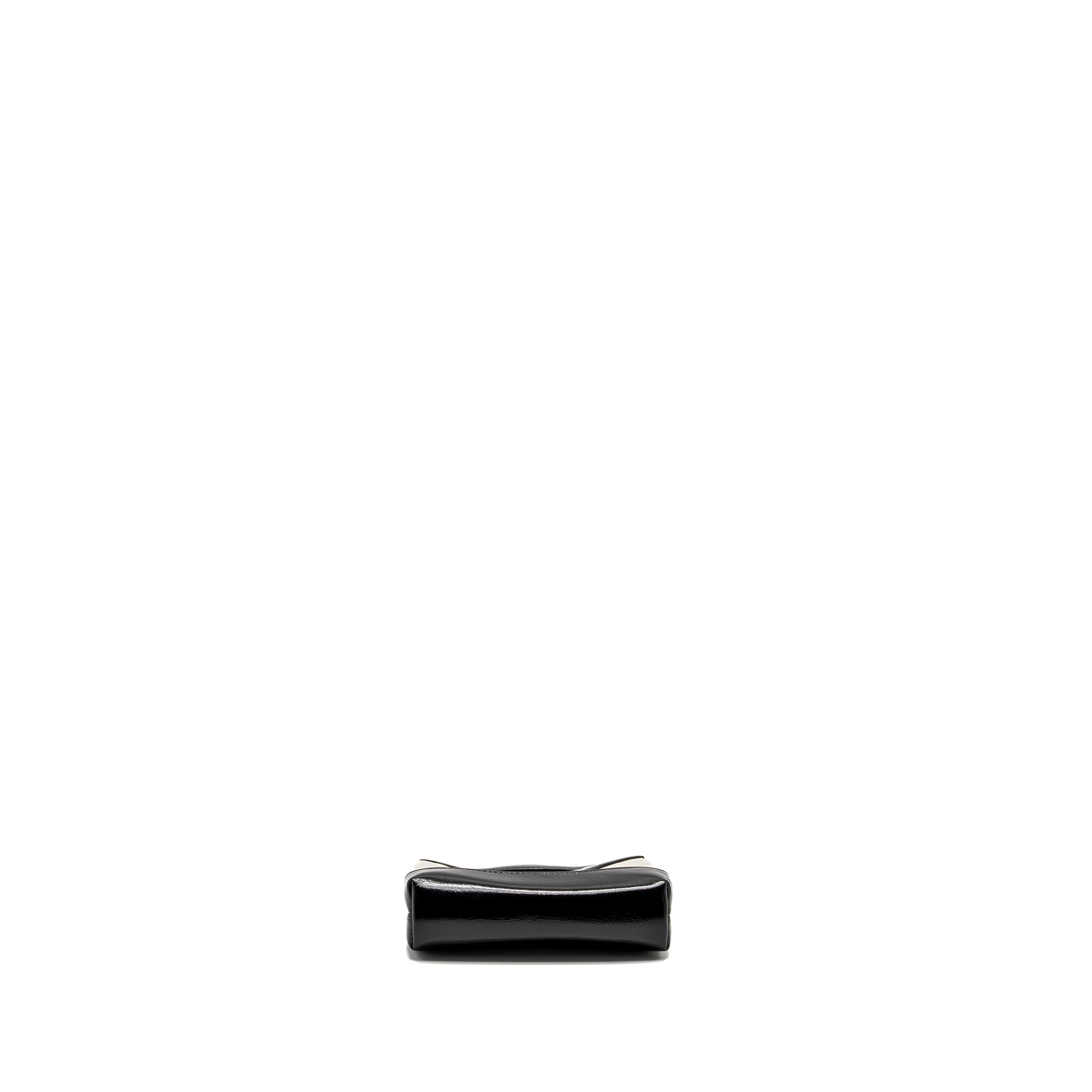 CHANEL 31 NANO CLUTCH WITH CHAIN SHINY LAMBSKIN WHITE/BLACK LGHW (MICROCHIP)