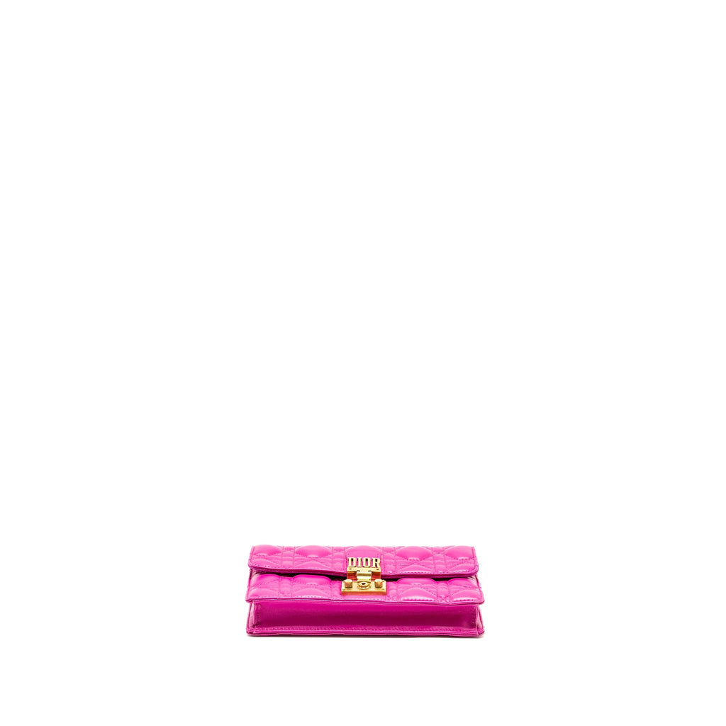 DIOR DIORADDICT WALLET ON CHAIN LAMBSKIN PINK GHW