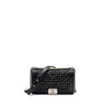 CHANEL MEDIUM BOY BAG TWEED/CALFSKIN BLACK/MULTICOLOUR SHW