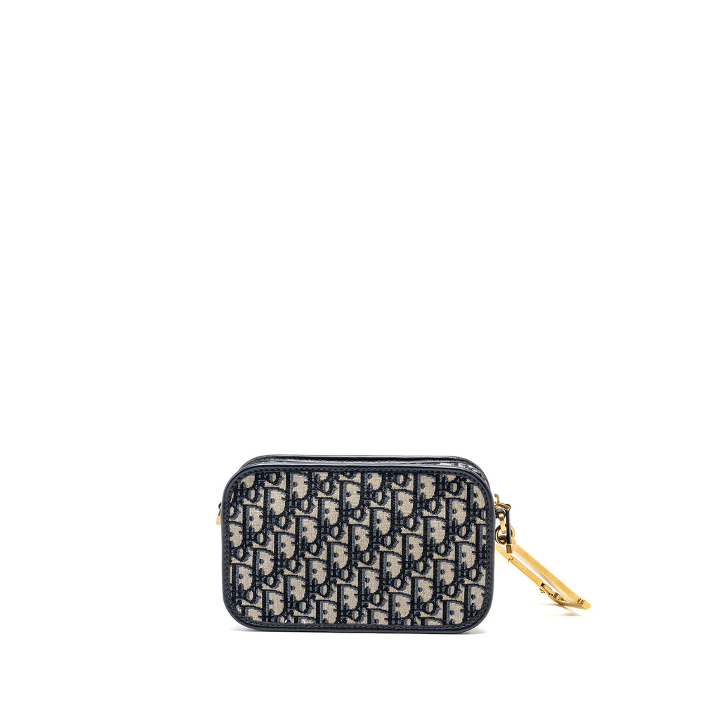 DIOR DIORQUAKE POUCH WITH DIOR SHOULDER WIDE STRAP OBLIQUE CANVAS BLUE GHW (SELL IN A SET)
